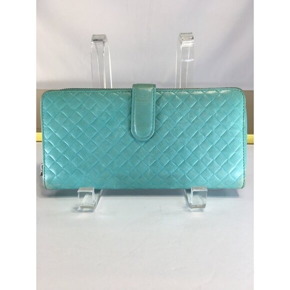 Hobo The Original Bi-fold Long Wallet Quilted Patent Leather Mint Green Zip - Picture 2 of 16